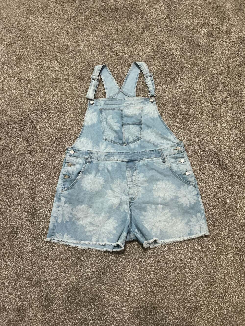 No Boundaries Floral Print Denim Shortalls XXL (19)